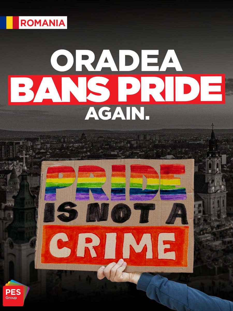 PES_CoR's tweet photo. More than 100 routes proposed. Still no visible route allowed.
For the 4th year in a row, Oradea’s authorities are trying to make Pride invisible.
This is not logistics. It is discrimination.

🏳️‍🌈 Pride is not a crime, Pride is a protest
🇪🇺 No EU funding without fundamental rights https://t.co/VimJpKAVwC