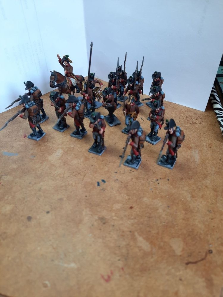 RalphBuick44's tweet photo. Nearly finished highlights. Just command and buttons to finish, then base them tomorrow. Hopefully, Sunday show finished unit fully based sans flag!  #austrians #napoleonic #1809campaign #wargame #wargaming #wargames https://t.co/LYEfd28KFg