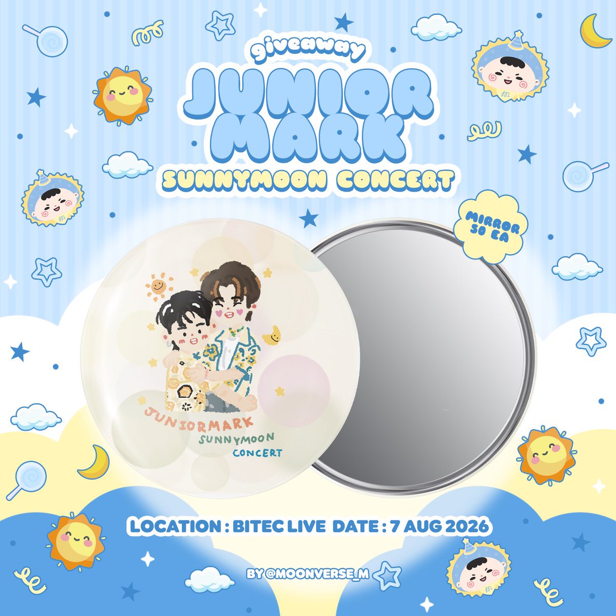 moonverse_m's tweet photo. ☆.。.:* 𝒑𝒍𝒔 𝒌𝒊𝒏𝒅𝒍𝒚 𝒓𝒕 ・°☆.。

𓂃♡ ☁️ ɢɪᴠᴇᴀᴡᴀʏ  ⊹. #JuniorMarkConcert 

🪞 ᴍɪʀʀᴏʀ 𝟧𝟢 ᴇᴀ

🎀 𝘖𝘯𝘭𝘺 𝟢𝟩 𝘈𝘶𝘨 𝟤𝟢𝟤𝟨 @ 𝘉𝘐𝘛𝘌𝘊 𝘓𝘐𝘝𝘌
🎈 𝘵𝘪𝘮𝘦: 𝘵𝘣𝘢 https://t.co/mbszIRQQMZ