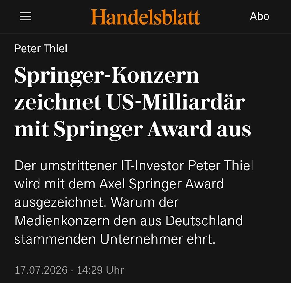 djpr's tweet photo. Ein demokratiefeindlicher Oligarch verleiht einem anderen demokratiefeindlichen Oligarchen einen Preis. Mehr muss man über den Axel Springer Award eigentlich nicht wissen. https://t.co/Dtrm5vVsob