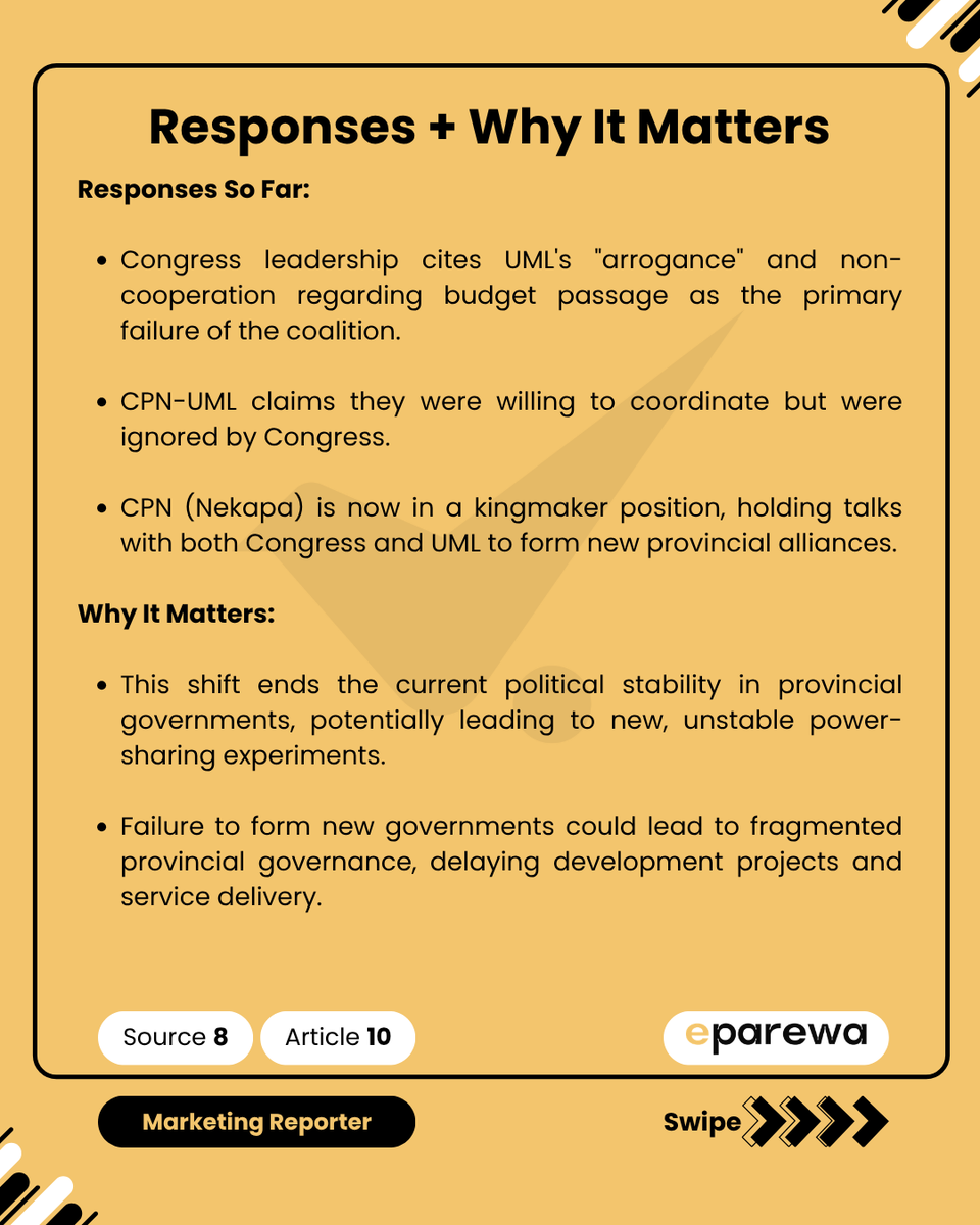 eparewaa's tweet photo. Congress ends seven-province coalition with UML amid political deadlock https://t.co/kREacbqkrH