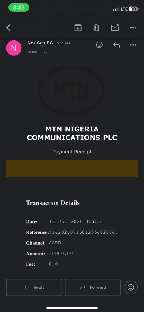 Oluomo012's tweet photo. @MTN180 @Oduneyeoluwatos @NgComCommission Hello guys I��m going to tell everyone using fiberX that mtn is now a scammer! Everyone should be careful thy have deducted 30k over 24 hours now and nothing yet has been done.they didn’t credit me with subscription I paid for so pls be careful. https://t.co/fc44JqciyP