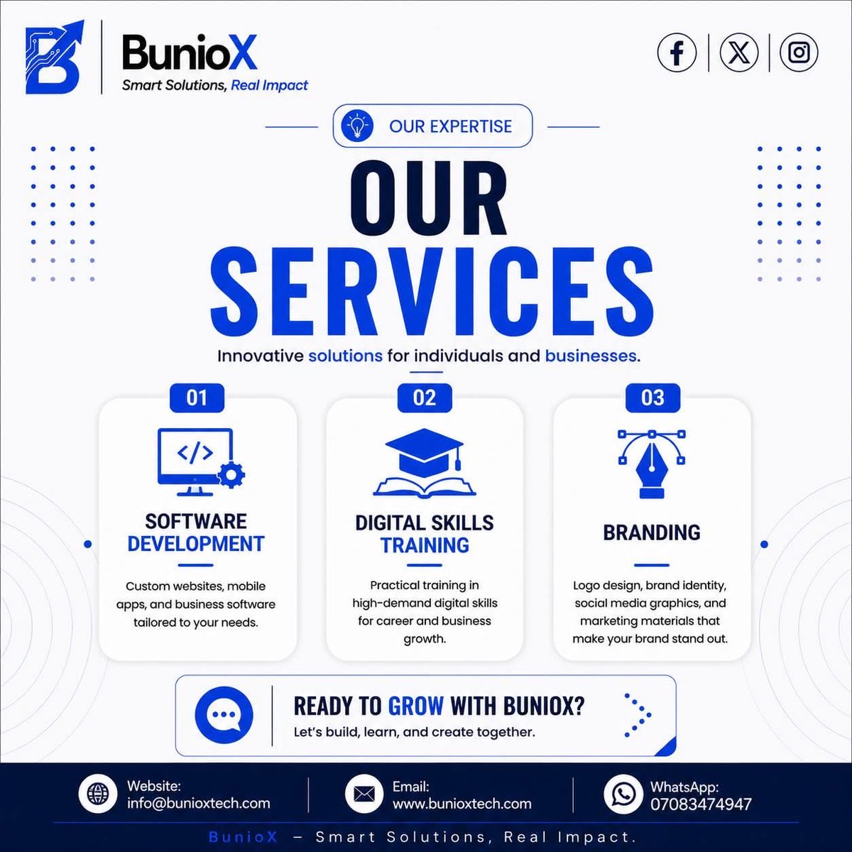 bunioxtech's tweet photo. Technology is more than just innovation—it’s about creating solutions, empowering people, and building brands that leave a lasting impact.

At BunioX Tech Solutions, we specialize in:

💻 Software Development – Building secure, scalable, and user-friendly digital solutions. https://t.co/UQsmkcMHrq