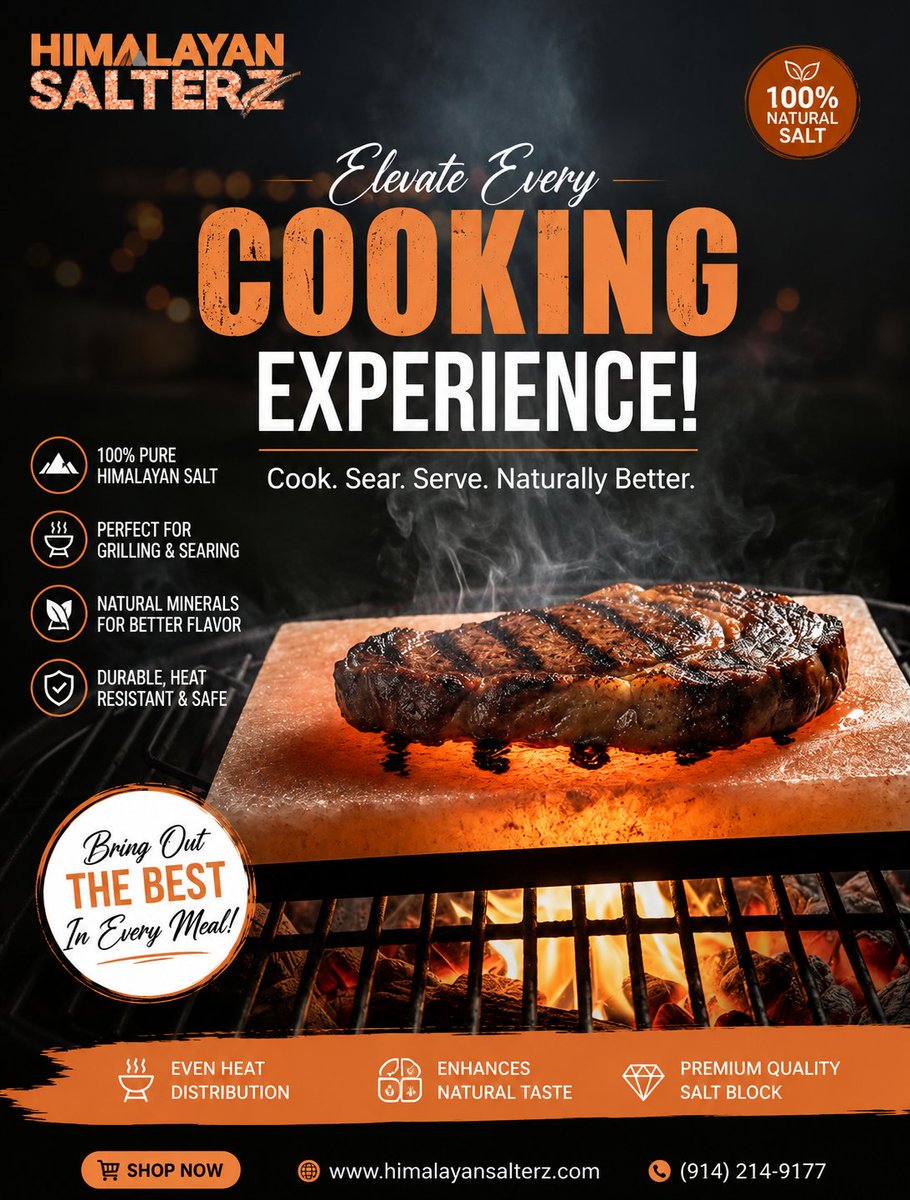 SaltRoomBuilder's tweet photo. Grill Like a Pro with Himalayan Salt Blocks.

👉 Upgrade your kitchen today 

Contact us:
https://t.co/A821XoyWnG
📞(914) 214-9177
📧sales@himalayansalterz.com

#saltproducts #HimalayanSalt #SaltBlock #GrillingSeason #BBQLovers #SteakNight #OutdoorCooking #Foodie #unitedstates https://t.co/bi0E1WUik2