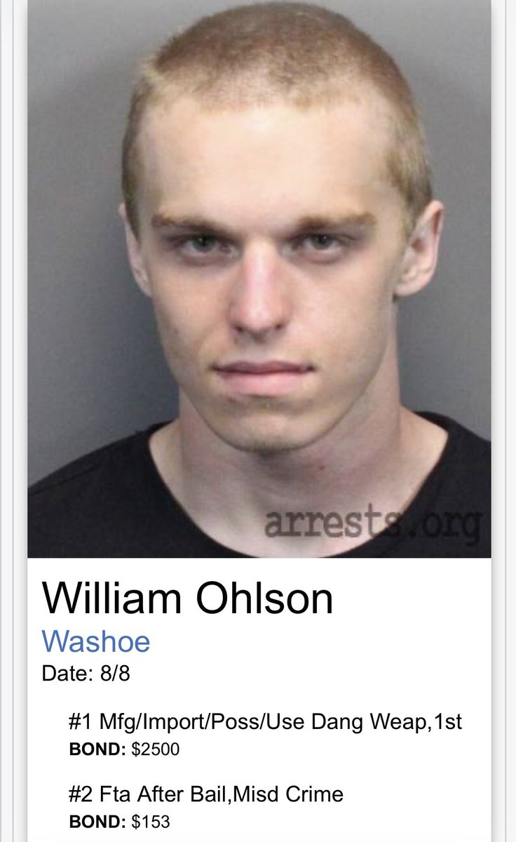 SusanDReynolds's tweet photo. I had to get the mugshot of kitten killer drug tourist William Ohlson from Nevada because @DanielLurie and @SFPDChiefLew still refuse to release them because *racist* — as you can see from Ohlson’s smug psycho face that makes zero sense. https://t.co/oR8l4EddsN