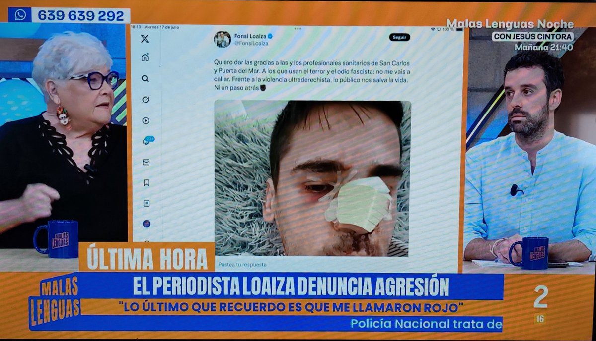 redrobot_64's tweet photo. Acabo de enterarme. Unos nazis han agredido a nuestro compañero @FonsiLoaiza. Esta es la consecuencia de discursos de odio de ciertos políticos asquerosamente fachas. Espero que quienes han sido paguen las consecuencias.
Ser de izquierda y antifascista en este país tiene, según esos nazis, consecuencias negativas. Yo, como muchos, seremos, a pesar del miedo que nos quieren meter, orgullosos de ser antifas porque sabemos que estamos en el lado correcto de la historia.

Un abrazo grande para @FonsiLoaiza. Nos tiene siempre a su lado desde esta red social. 🫂