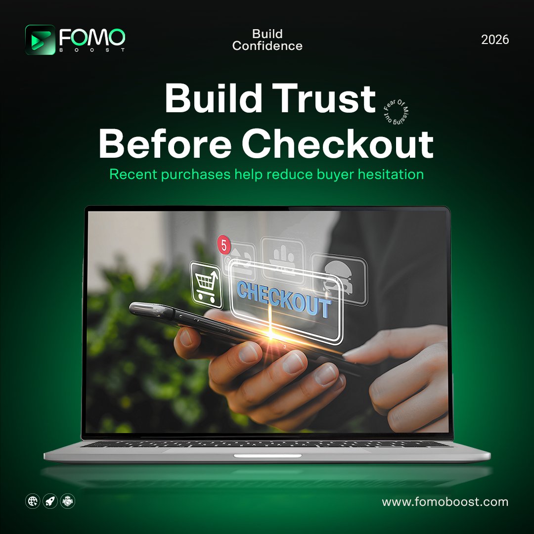 FomoBoost's tweet photo. FOMO Boost displays real-time purchase activity that creates social proof, reduces buyer hesitation, and helps shoppers feel more confident about completing their purchase.

Turn recent sales into stronger trust and stronger conversions.

#FOMOBoost #SocialProof https://t.co/Mtu2F1Vw9T