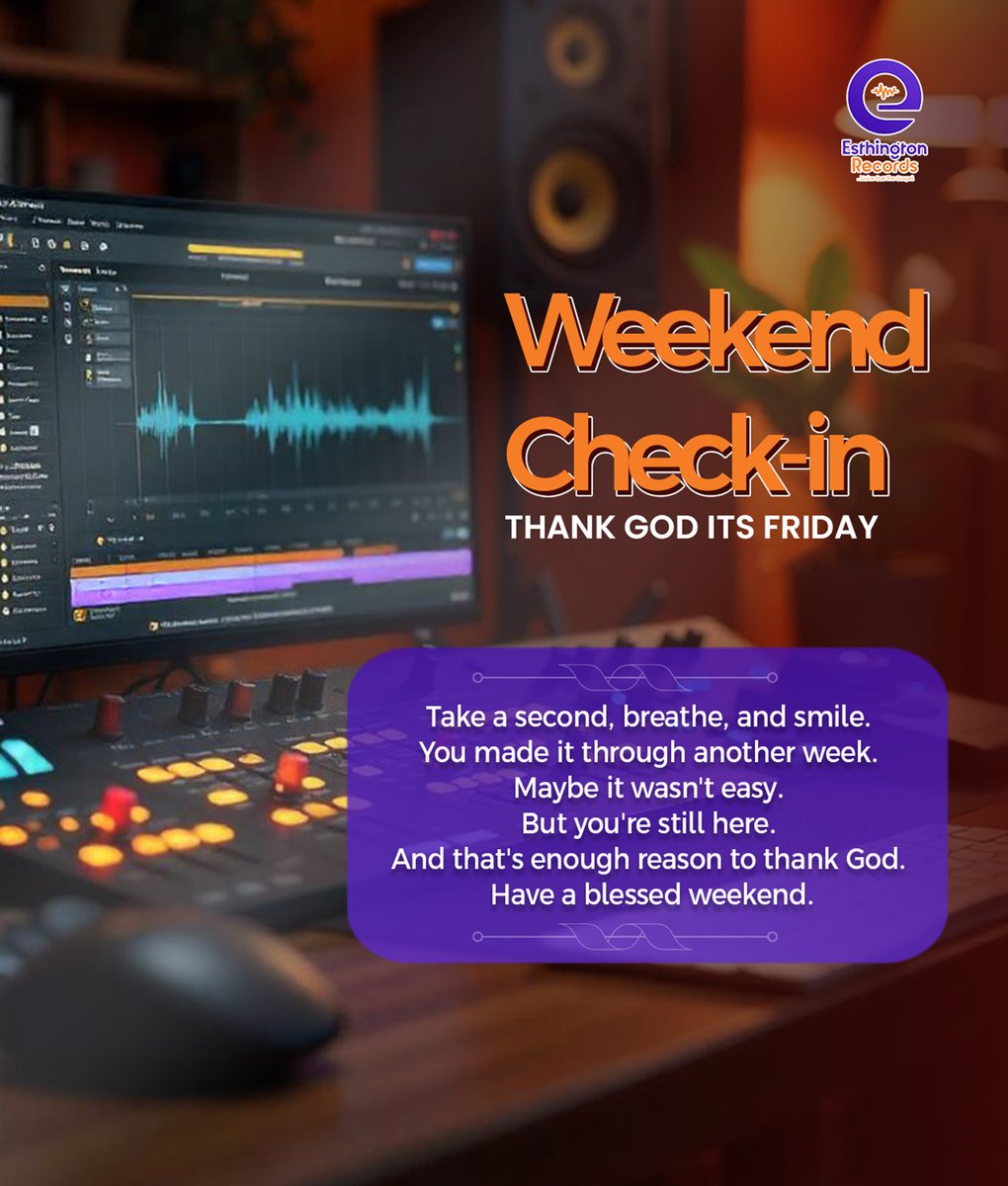 esthington1989's tweet photo. Now tell us...
What's one thing you're grateful for this week? Let's celebrate it together.
Have a peaceful and refreshing weekend.

#EsthingtonRecords #VoicingTheGospel #TGIF #Gratitude #ThankfulHeart https://t.co/e39tFrEdwo