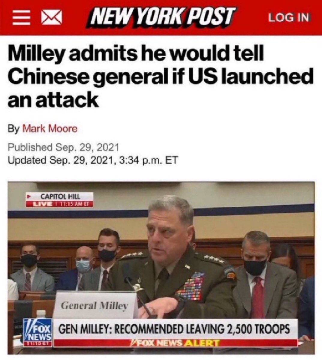 DschlopesIsBack's tweet photo. Now is a good time to remind you that Mark Milley was the highest-ranked and most powerful person in the entire US military and was a traitor to Communist China at the same time. https://t.co/zvug2wRelV