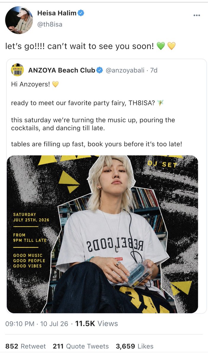 starfallsat8's tweet photo. #verhao au
the daily lives of Vernon Siregar, a sleep-deprived notary master’s student, and Heisa Halim a.k.a Th8isa, bali’s favorite party dj ✨ https://t.co/8fZcDRKZYw