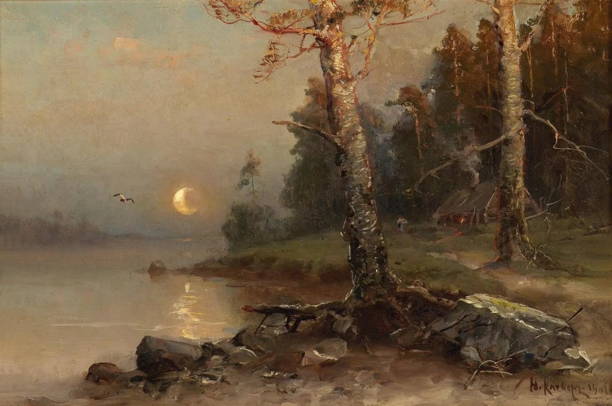 DailyClassicArt's tweet photo. Julius von Klever - "Moonlit Night" (1901) https://t.co/UCPsa58FVH