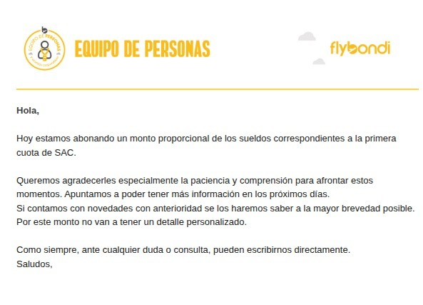maxifirtman's tweet photo. Hola, somos del Equipo de Personas de failbondi, sabemos que te debemos el sueldo y el aguinaldo. 

Por eso hoy te depositamos la primera cuota de n totales.

No incluye "detalle personalizado" ni el valor así es sorpresa el depósito de entre 40 y 60 mil pesos.

Gracias 🫶 https://t.co/DGHYKCNmF8