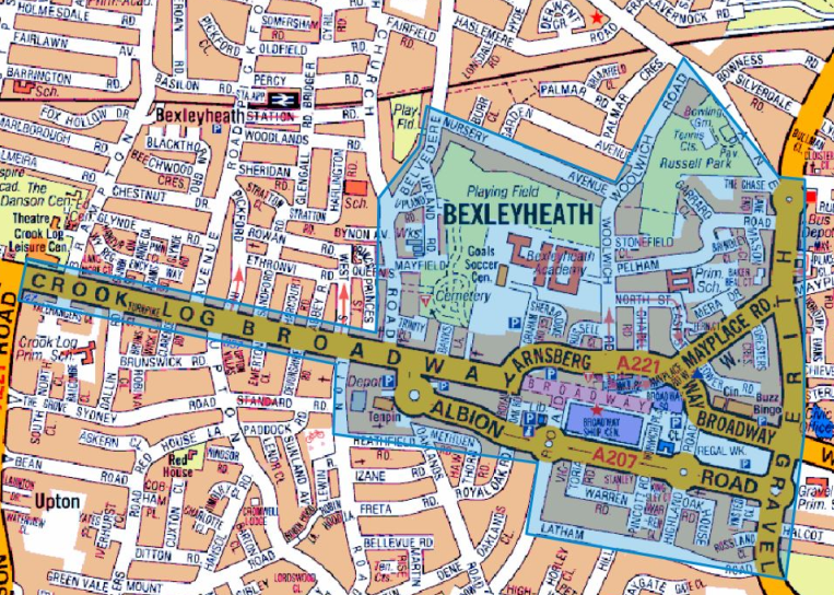 MPSBexley's tweet photo. A Section 35 Dispersal Order has been authorised by Inspector Jarman for the below outlined area. It will run from 1200 on 17/07 until 2200 on 17/07. This is in place to prevent anti- social behaviour &amp; disorder. 
#CommunityCrimeFighting https://t.co/qfHeHQLkJx