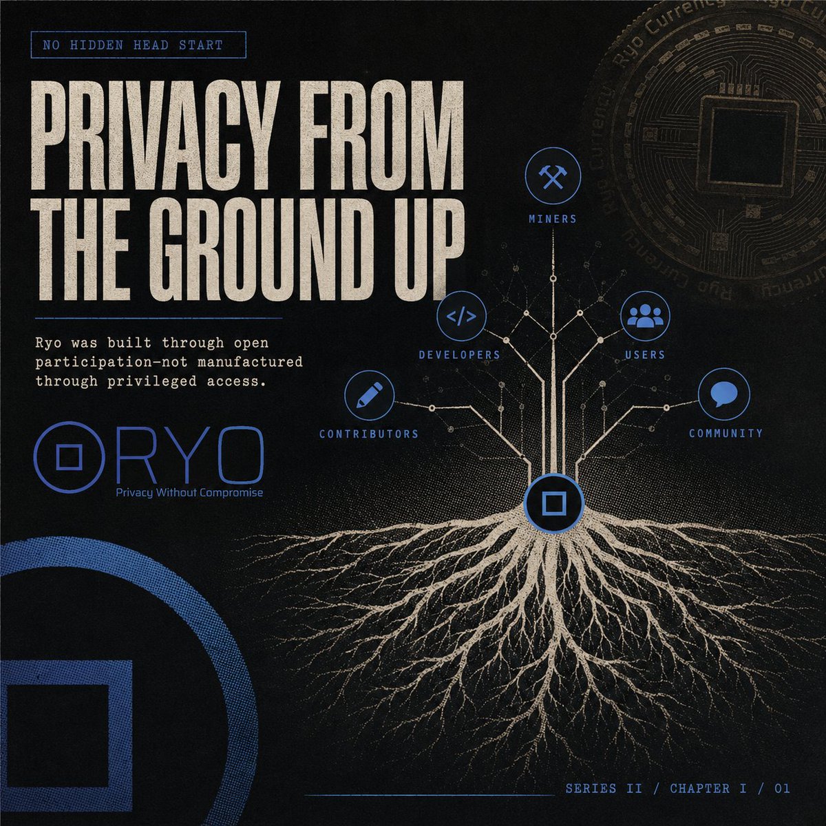 ryonews_'s tweet photo. Ryo was not manufactured through privileged access.
It was built from the ground up through miners, developers, contributors and users.
Series II: Independent by Design
Chapter I — No Hidden Head Start
#RyoCurrency #Privacy https://t.co/kubGK6JCsP