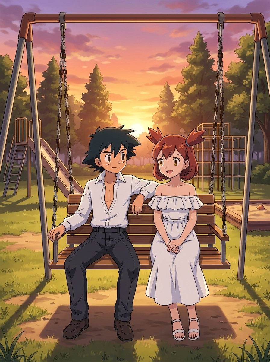PiratePon's tweet photo. Ash and Bianca at the Playground together. #mareshipping #pokemon #couple #aiarts #flow #fanartfriday https://t.co/nkc3VvIwIj