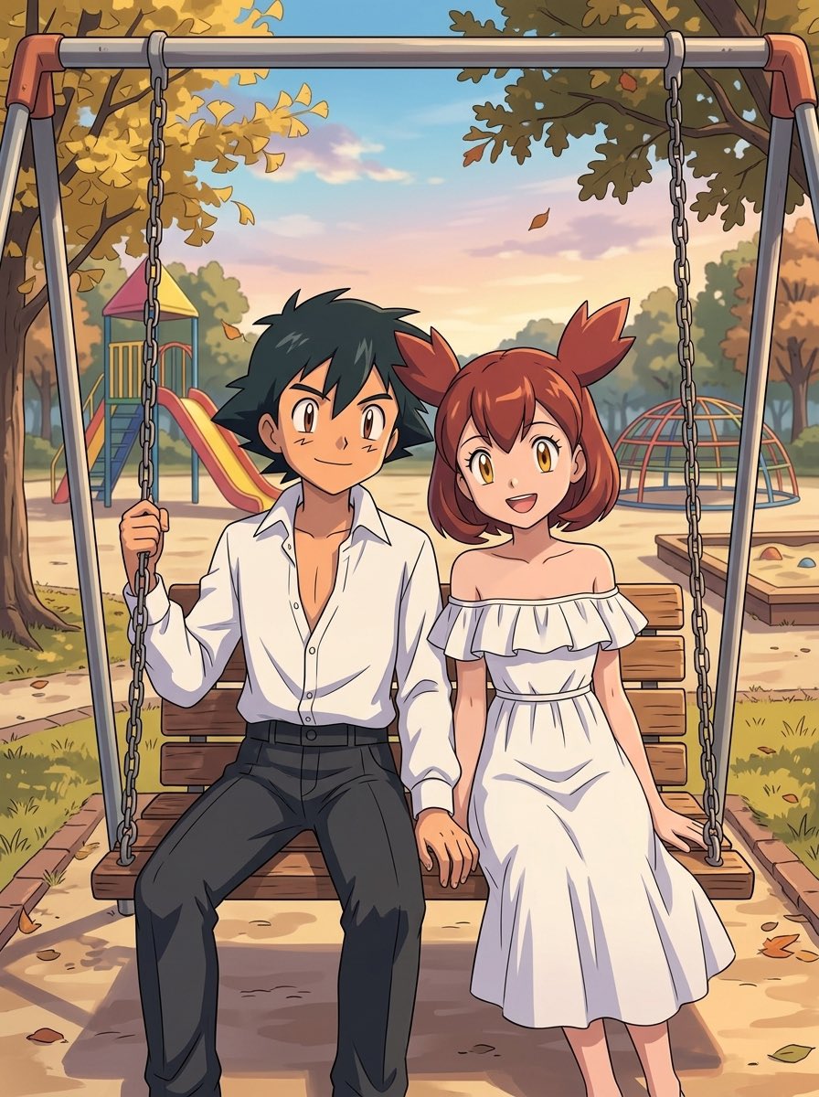 PiratePon's tweet photo. Ash and Bianca at the Playground together. #mareshipping #pokemon #couple #aiarts #flow #fanartfriday https://t.co/nkc3VvIwIj