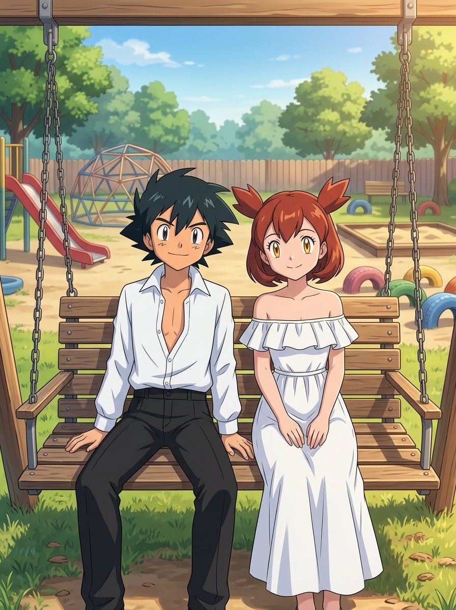PiratePon's tweet photo. Ash and Bianca at the Playground together. #mareshipping #pokemon #couple #aiarts #flow #fanartfriday https://t.co/nkc3VvIwIj