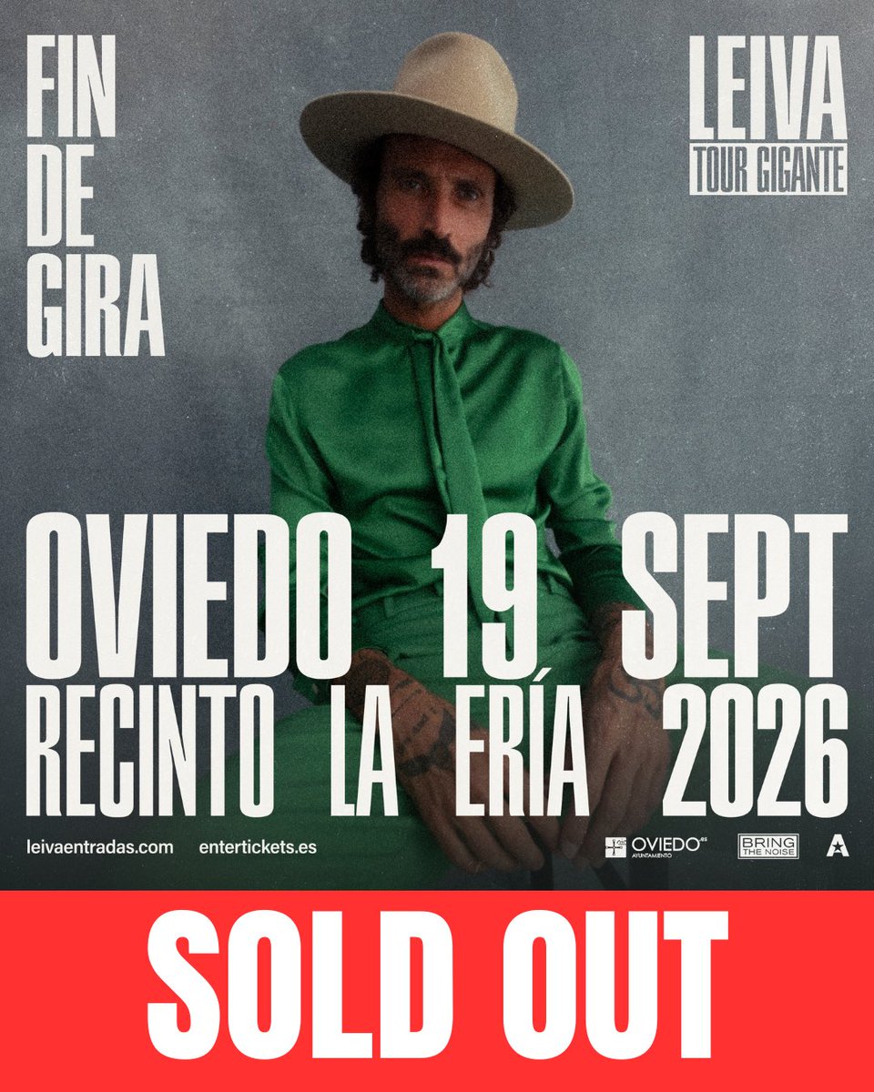 Leiva_Oficial's tweet photo. El show para despedir el Tour Gigante en Oviedo ya está SOLD OUT!

Próxima parada del #TourGigante fin de gira 👉🏽Cádiz (sábado 18 JUL)

🎫 https://t.co/GH17SBwrVy https://t.co/lQKWB0cgA4