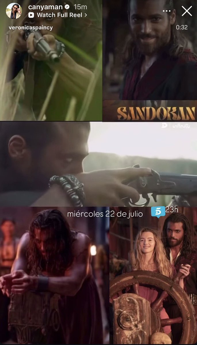 CanYamanNewsInt's tweet photo. ♦️#CanYaman IG Stories 

Spain 🇪🇸 finally premieres #Sandokan on Wednesday at 23:00.  22nd July is great day 🇪🇸 https://t.co/YmeJVdEQdo