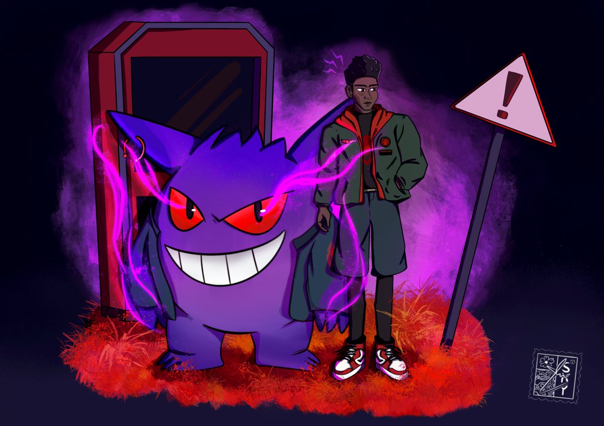 kevenfrkey's tweet photo. The back is supposed to be a dead vending machine 🫪

#milesmorales #Gengar #marvel #Pokemonartㅤ https://t.co/6ewoAxWSn0