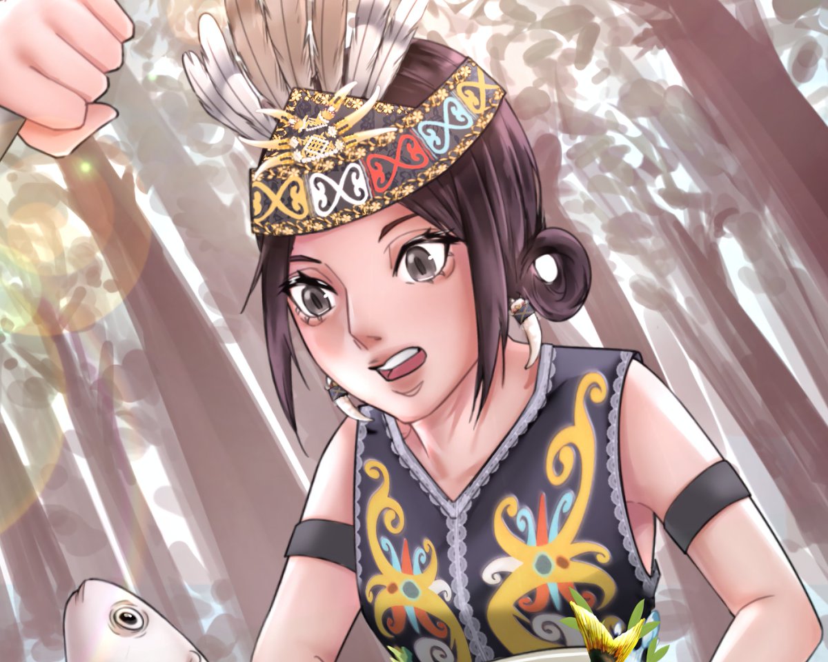 arthurlii_'s tweet photo. Asirpa Golden Kamuy &amp; me wearing Dayak Kenyah Traditional attire from Kalimantan 🪇🌱🪶

#Oc #illustrationㅤ #digitalart #artmootsㅤㅤㅤㅤ https://t.co/2TaZRmj7l7