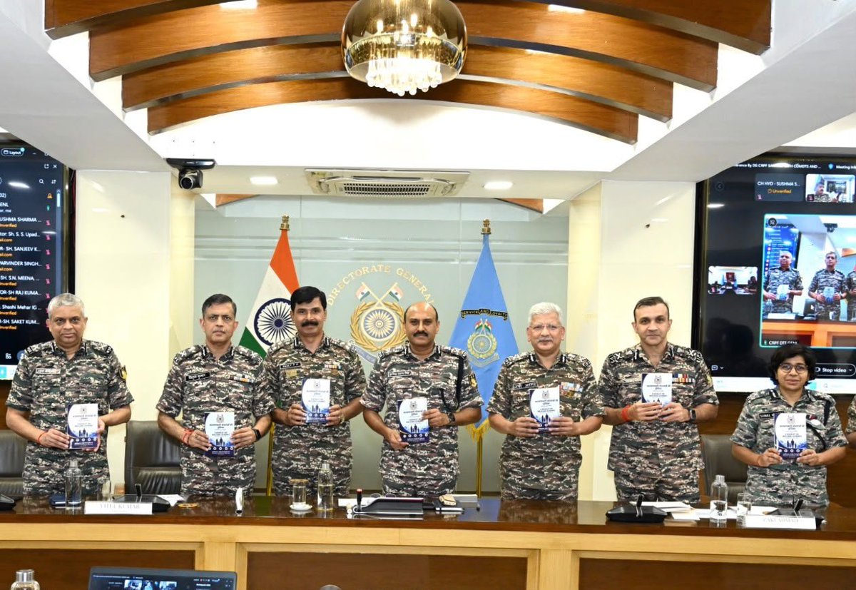 crpfindia's tweet photo. A major step forward for the welfare of our brave personnel! 

​DG @crpfindia, Shri G. P. Singh, IPS, along with senior officers, released a comprehensive booklet on welfare schemes available to serving and retired crpf personnel, families and martyrs' families.  This vital resource will greatly support force members & their families, highlighting the leadership's strong commitment to their well-being.

#NationFirst
#Vandematram150 
#MissionNaxalMuktBharat2026
@gpsinghips
@crpf_j
@CentralZoneCrpf
@northeast_zone
@southzone_hyd
​#CRPF
#WelfareSchemes
#CareAndCommitment