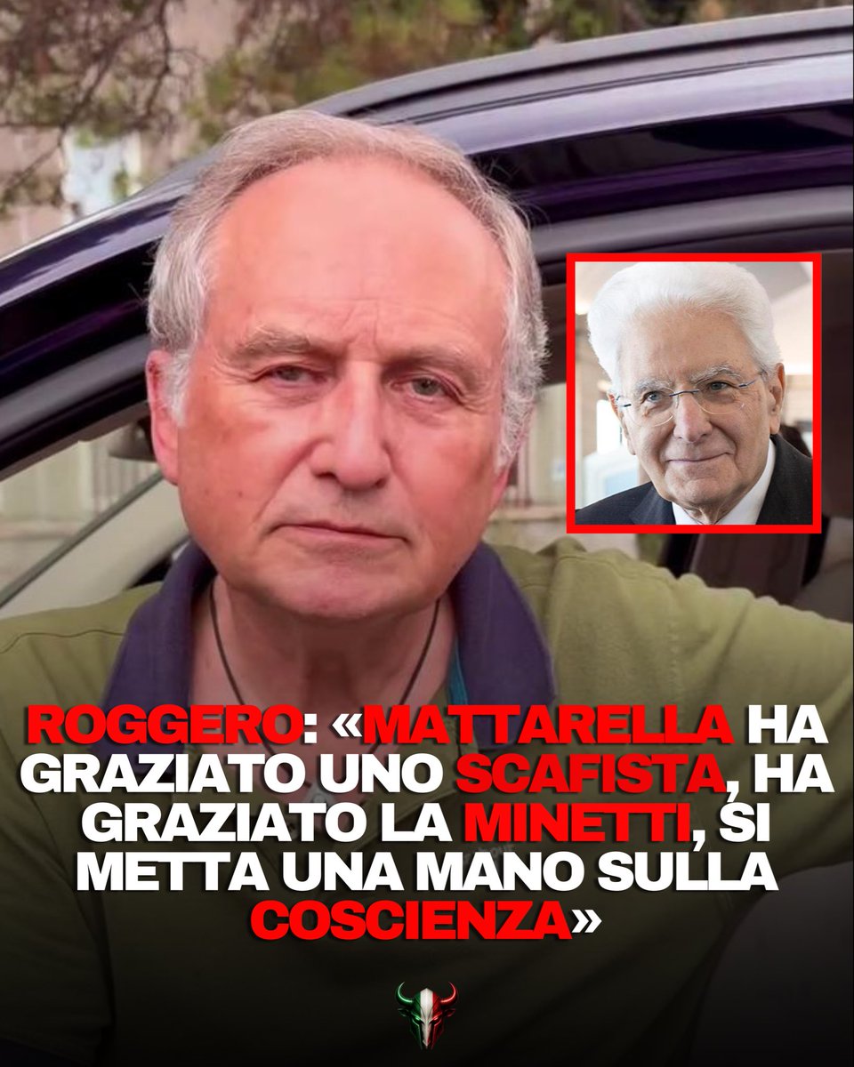thinking_bull's tweet photo. #Roggero: «Mattarella ha graziato uno scafista e la Minetti. Si metta una mano sulla coscienza»

Mario Roggero torna a rivolgere un appello al Presidente della Repubblica Sergio Mattarella, chiedendo che venga presa in considerazione la sua richiesta di grazia. https://t.co/fJwec0TpB9