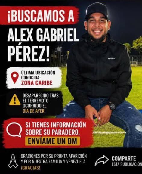 itsbillnasty's tweet photo. Aún bajo los escombros del edificio Residencia La Villa, en el sector Caribe de Caraballeda, se encuentran los cuerpos de Alex y Alex Gabriel Pérez, Padre e hijo, quiénes son primos de Dellymar Brito @dellybritoperz  En el lugar se encuentra Daniel, su hermano, quién sigue escavando con las manos buscando a sus familiares.

Sí es posible alguna ayuda con maquinaría para rescatar sus cuerpos, por favor contactarse con el número +584141203861

Ayudemos dando RT 🙏 para que llegue a quiénes puedan colaborar.