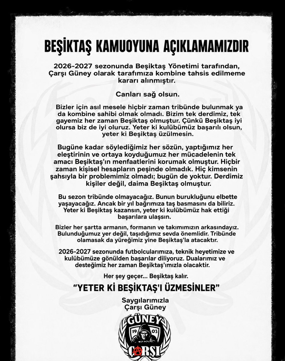 carsiguney's tweet photo. BEŞİKTAŞ KAMUOYUNA DUYURULUR🦅 https://t.co/Ck87FlcTNT