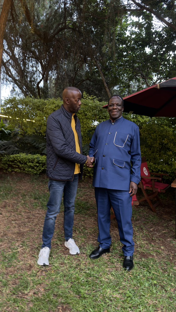 Railajunior's tweet photo. Good to catch up with CS Wycliffe Oparanya and Kamau wa Raila today — always valuable conversations. The conversation,  the History, the respect. God Bless. 

#Railajunior https://t.co/ELpKTdFrRf
