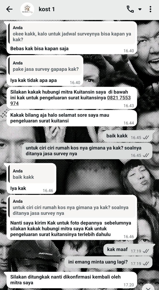 isLilieee's tweet photo. halo teman-teman, saya ingin membagikan pengalaman saya agar tidak ada lagi korban seperti saya.
saya awalnya mencari kos untuk keperluan kuliah. setelah melakukan komunikasi dengan pihak kos, saya diarahkan untuk menghubungi pihak yang disebut sebagai pengurus kuitansi. https://t.co/q0hSHVPeoU