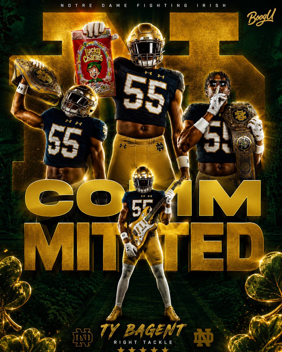 CoachEricBoog's tweet photo. BOOM #2 RT in the country has committed to Notre Dame Ty Bagent chose the Fighting Irish over LSU, OSU and Oregon. 

“God Country and Notre Dame, I’m home” 

#BoogU #GloryBe #GoIrish☘️ https://t.co/8O9oFXav25