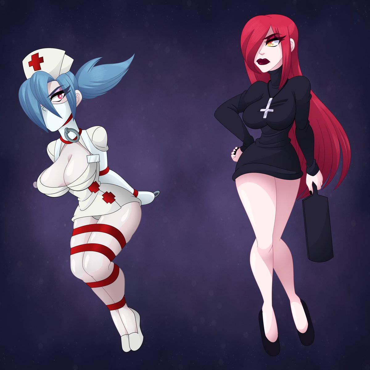 Bearbuckscoffee's tweet photo. Comm of Skullgirls babes, Valentine, strictly bound/gagged Parasoul trying to discipline her~ ❤️🩵 ☂️ 💉
Thank you ☕️✨ https://t.co/9RJxfvetfD