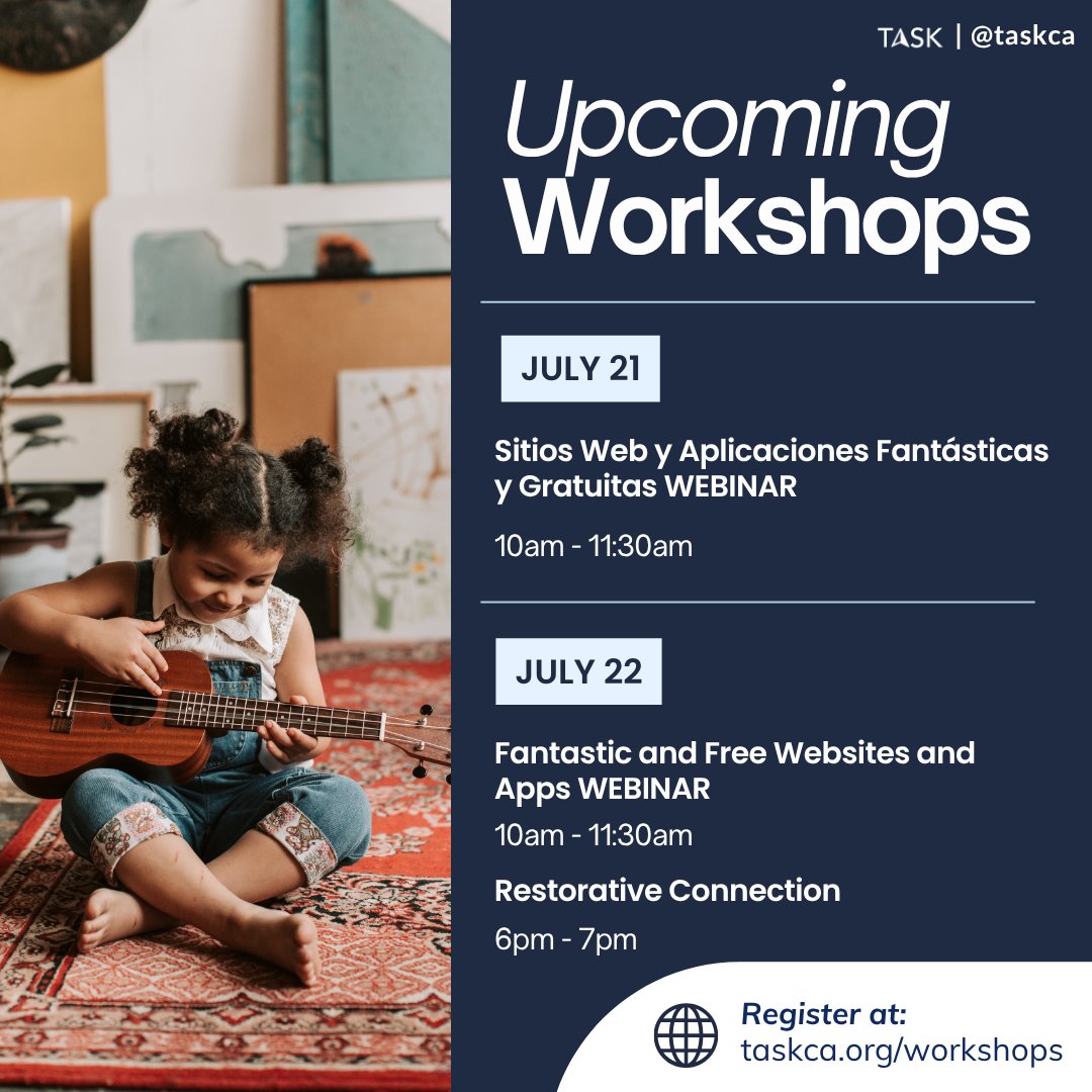 taskca's tweet photo. 📢 Mark Your Calendars for Next Week’s Webinars!

Register now at https://t.co/XMARPMfOCT and explore more of our upcoming workshops!

#TASKWorkshops #TASKCA #TASKSupport #IEPConsultation #ATConsultation #EducationalSupport #ParentResources https://t.co/U4nYOwsnAC