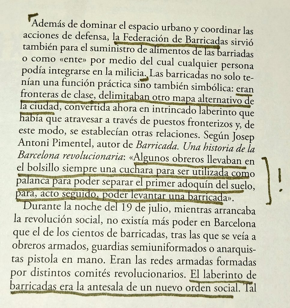 IkerMadrid12's tweet photo. En Barcelona, tras el golpe de Estado de 1936, "algunos obreros llevaban en el bolsillo siempre una cuchara para ser utilizada como palanca para poder separar el primer adoquín del suelo, para, acto seguido, poder levantar una barricada". https://t.co/GIOCdaTFuX