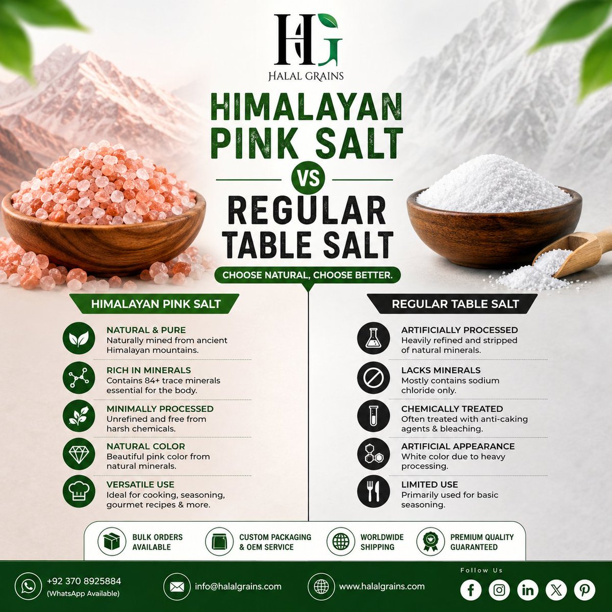 HalalGrains's tweet photo. Natural. Pure. Premium.
Discover the difference between Himalayan Pink Salt and regular table salt.
🌍 Bulk Supply | Worldwide Shipping
📧 info@halalgrains.com
🌐 https://t.co/mUR1cYGLXv
#HalalGrains #PinkSalt #HimalayanSalt #Exporter #Wholesale #B2B #NaturalProducts https://t.co/2F3EjifXX2