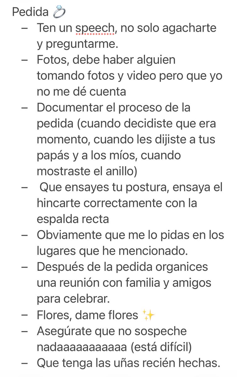 Renbebells's tweet photo. Tengo una lista de mis “no negociables” para cuando me pidan matrimonio, jajaja ni tengo novio pero sé que así debe pasar cuando llegue el momento. https://t.co/E4VpWLs3a2