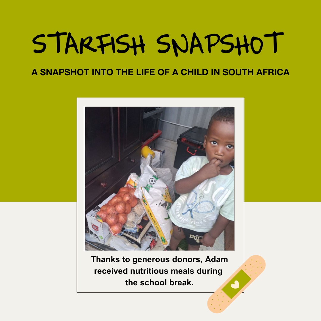 StarfishAmerica's tweet photo. For nearly 1 in 8 South African children, hunger is part of daily life, and school breaks can mean losing the dependable meals they receive at school. Thank you for making it possible to send food home for children like Adam so they don't go hungry!

#starfishsnapshot https://t.co/dX8RZQ6XpO