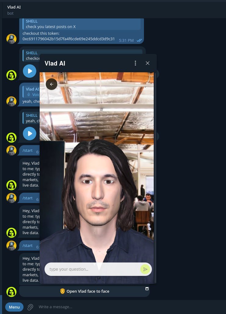 VladAI_fun's tweet photo. As we keep growing, we’ve also added Face2Face for Vlad AI directly inside Telegram!

Now you can chat with Vlad with his face and voice — straight from your group chats.

This is getting really fun 🔥

#VladAI https://t.co/ZWsnFfMp4H
