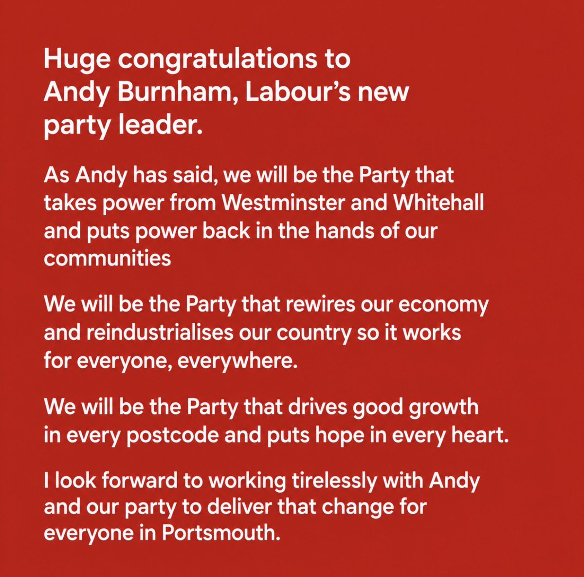 StephenMorganMP's tweet photo. Huge congratulations @andyburnham🌹 https://t.co/Wcb4D68NNI