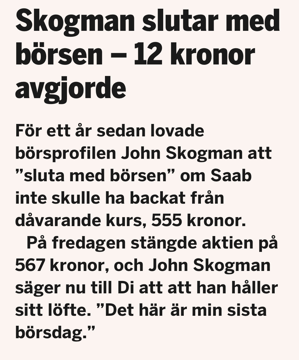 aktiechaffisen's tweet photo. Där kom den👇😉 @realjohnskogman #Fintweet $SAAB https://t.co/5inR2C1a5u