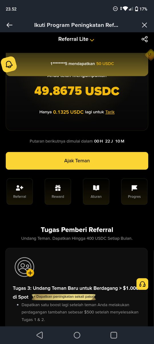 androidkuro2's tweet photo. Gabung dengan saya dan dapatkan reward Anda! Daftar dan selesaikan tugas, mari dapatkan reward USDC bersama-sama!
 https://t.co/M7Ses9vOcN

cukup daftar dan transaksi 50$ di spot minimal 20x beli jual beli jual itung2 bayar fee admin bisa langsung dapet 50$ cuma-cuma, terbatas. https://t.co/4ucyUgHJNZ