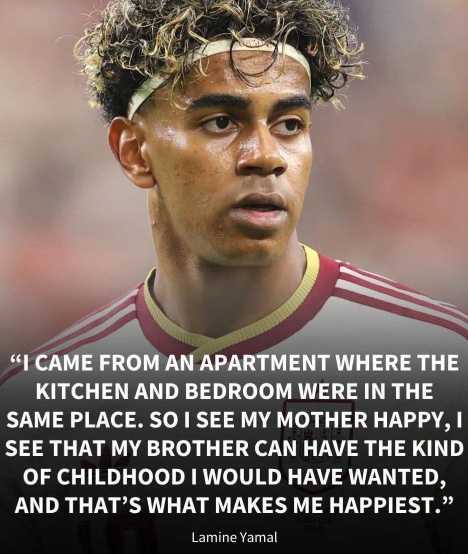 BronzyGuevara's tweet photo. Spain are into the World Cup final and their teenage superstar is showing the world exactly wat drives him ⚽

Lamine Yamal, who turned 19 the day before the semi-final, was at the heart of Spain's 2-0 win over France, winning the penalty that sent them through to Sunday's final.

He's been one of the faces of the whole tournament, but ask him wat actually matters, and it isn't the goals.

"I came from an apartment where the kitchen and bedroom were in the same place," Yamal said. "So I see my mother happy, I see that my brother can have the kind of childhood I would have wanted, and that's what makes me happiest."

Yamal's grandmother came to Spain from Morocco with next to nothing and worked several jobs to build a future for the family. 

From that tiny flat to a World Cup final at 19, everything he's chasing now comes back to the people he grew up with.

Yamal is especially devoted to his little brother, Keyne, who's become a fan favourite celebrating from the stands.

"My little brother means everything to me," Yamal has said. "It feels like he is my son."

One of the best players on the planet, and wat he's proudest of is seeing his family smile ❤️

#Spain    #Palestine #Humanity 
#Worldcup  #FIFA