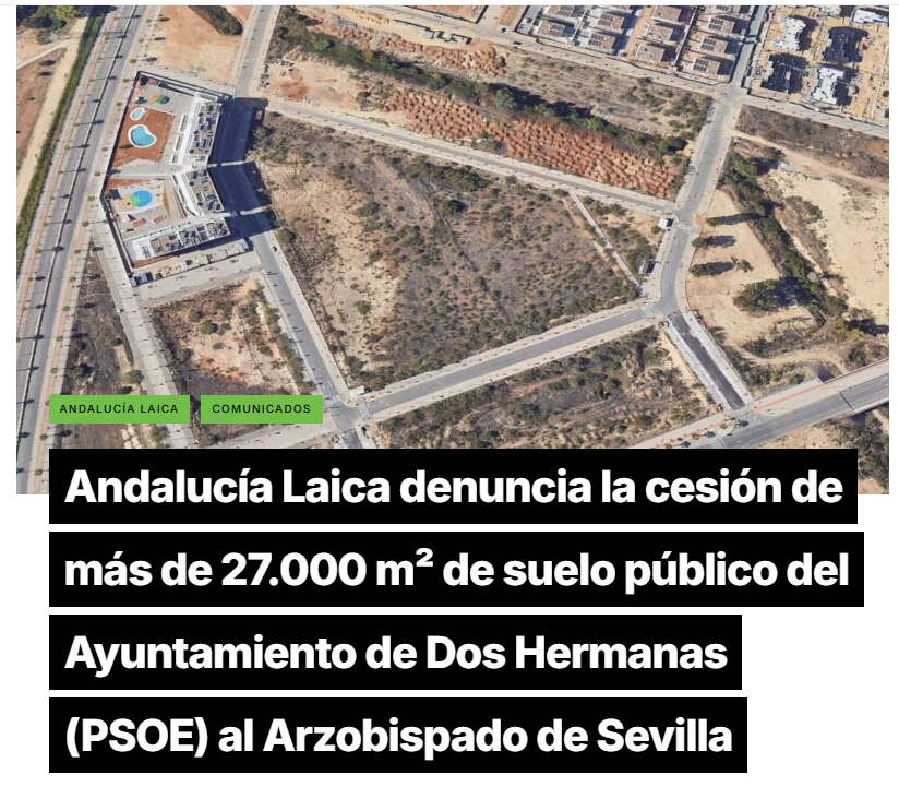 miguelf37488293's tweet photo. La organización califica de «atropello a la aconfesionalidad del Estado» la cesión gratuita de una gigantesca parcela para construir un colegio privado-concertado católico y una nueva iglesia.
El PSOE regalando nuestros recursos a la Iglesia para financiar el adoctrinamiento https://t.co/0QCR6hrkP7
