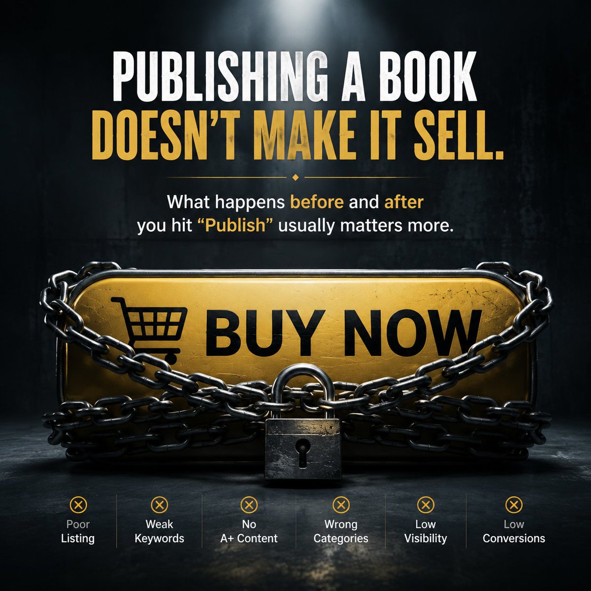 Michael_goodma's tweet photo. PUBLISHING A BOOK DOESN'T MAKE IT SELL.

What happens before and after you hit "Publish" usually matters more.

I'm working with 5 authors to build stronger Amazon listings and a launch strategy designed for long-term growth.

 DM me if you'd like to be one of them. https://t.co/EX41CQOwas