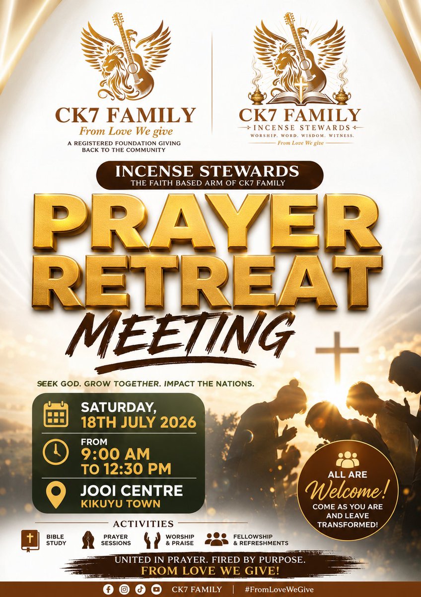 incensestewards's tweet photo. 🔥 YOU'RE INVITED! 🔥

Join the Incense Stewards for a powerful Prayer Retreat Meeting! Recharge, grow your faith, and connect in a vibrant, youth-friendly atmosphere! 🙌🏾💛

#ck7family
#incensestewards
#fellowship
#weekend
#prayer https://t.co/7QCoKmvv9a