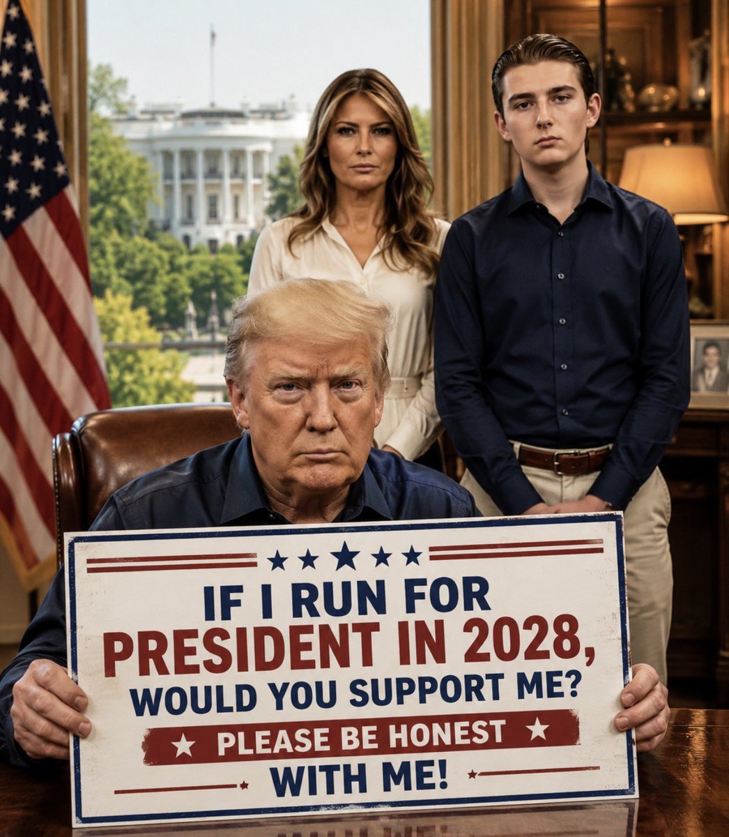 0laratrumpRv2's tweet photo. Be honest...

If Donald Trump ran for President again in 2028, would you support him?

A. Yes, absolutely 
B. No 
C. Undecided

Drop your answer below https://t.co/TKQpwliRN0