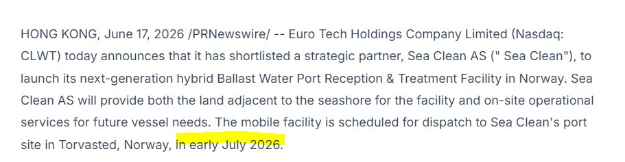 thommic's tweet photo. $CLWT man is this thin literally went up .10 on 3000 shares and chart is flagging, big catalyst, they took a pic on 7/9 which is when they left for Norway! https://t.co/PTpMd2t8o0