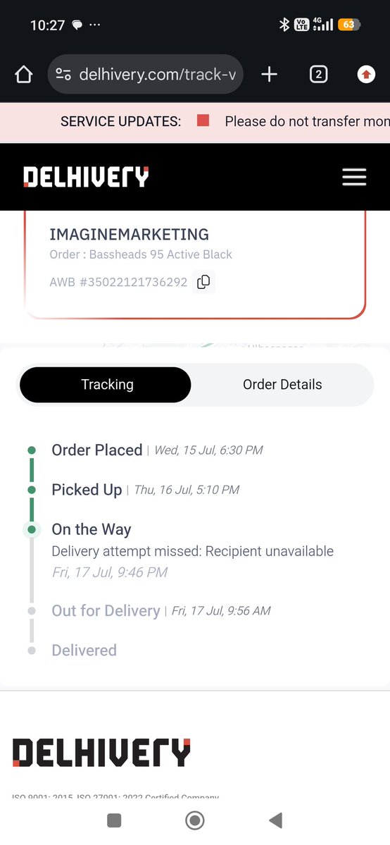 deepaknikam46's tweet photo. @delhivery 3 days ago my replacement pickup cancelled coz I was unavailable which was false reason. I didn't receive any call. And I have to recreate replacement next day @BlueDart_ assign to pickup my product. Now again   delivery cancelled coz I am unavailable seriously. https://t.co/Kv5dT8uWAW