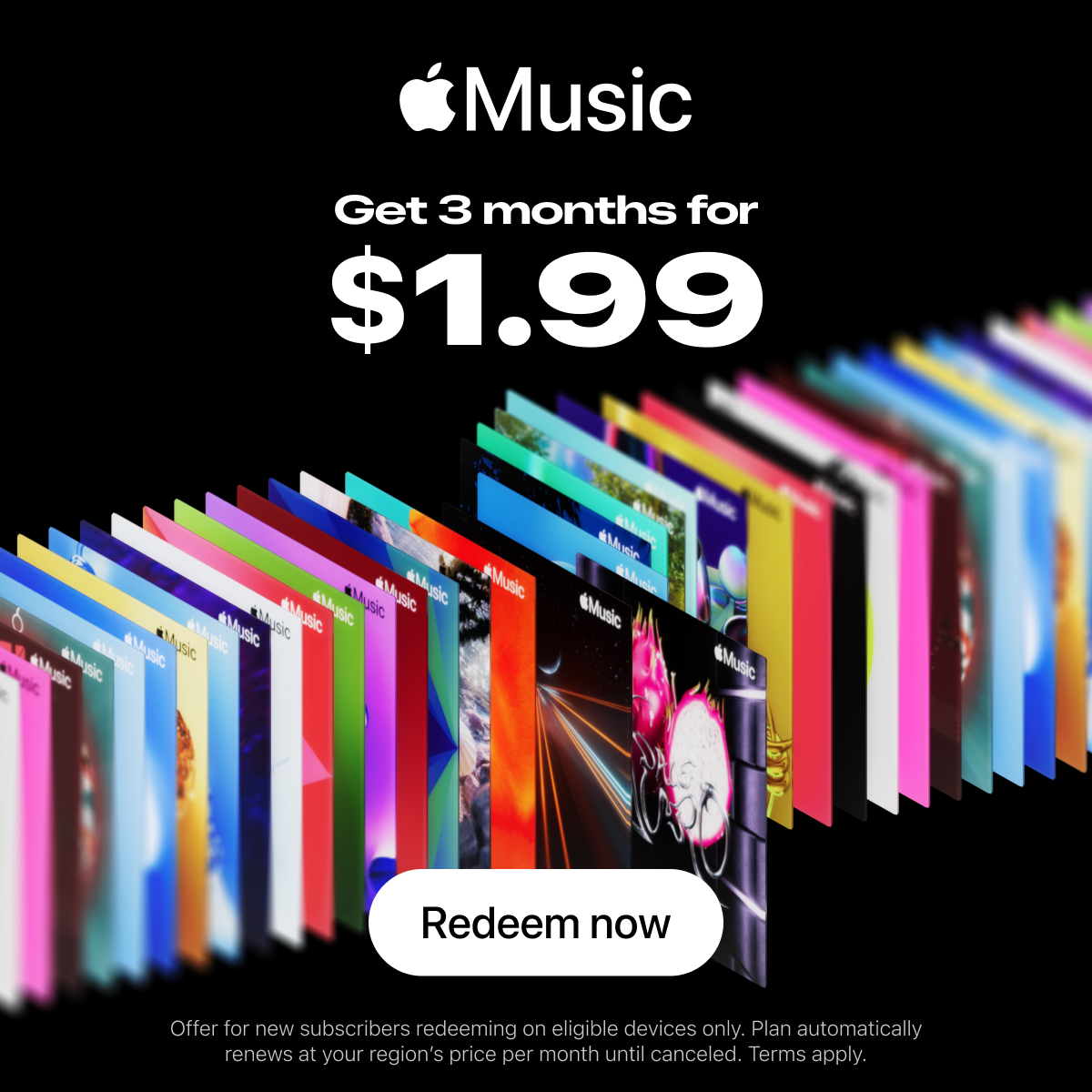 AppleMusic's tweet photo. All your music. Zero ads. Get 3 months for $1.99. Terms apply.